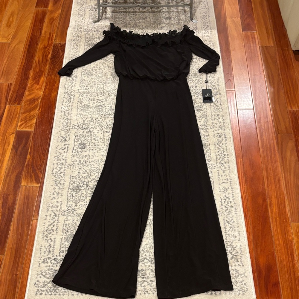 Adrianna Papell Black Off-Shoulder Jumpsuit